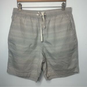 Old Navy Stretch Beige Gray Striped Pull On Drawstrings Shorts Mens Size Large L